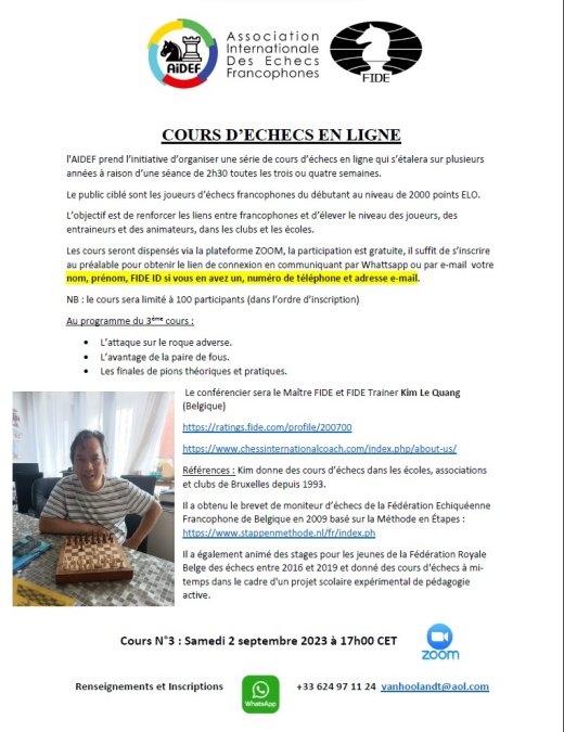 Cours en ligne N°3 organisé par l'AIDEF