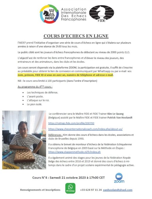 Cours en ligne N°4 organisé par l’AIDEF