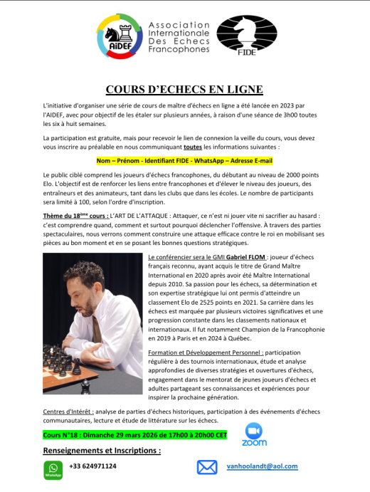Invitation au 18° Cours en ligne de l'AIDEF