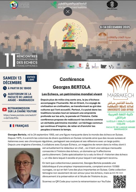 Conférence exceptionnelle de Georges Bertola &mdash; Marrakech & YouTube Live