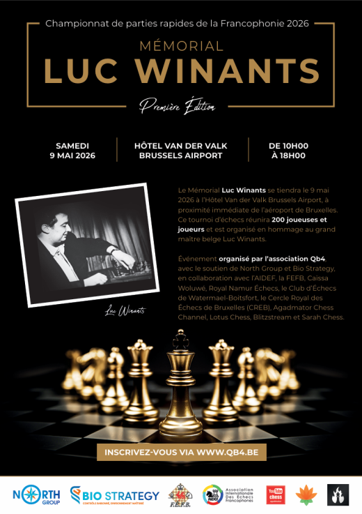 J-3 : un Mémorial Luc Winants exceptionnel, support du Championnat de la Francophonie rapide 2026